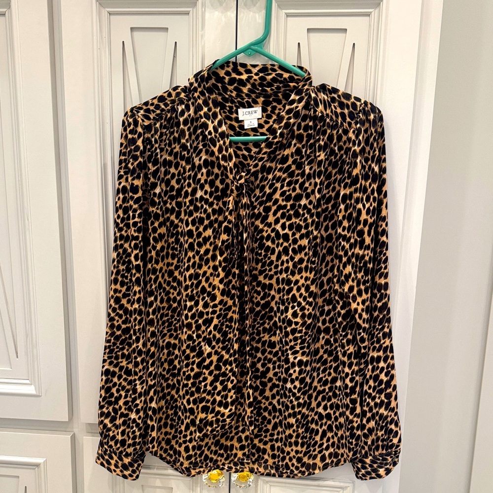Animal print long sleeve blouse by JCrew